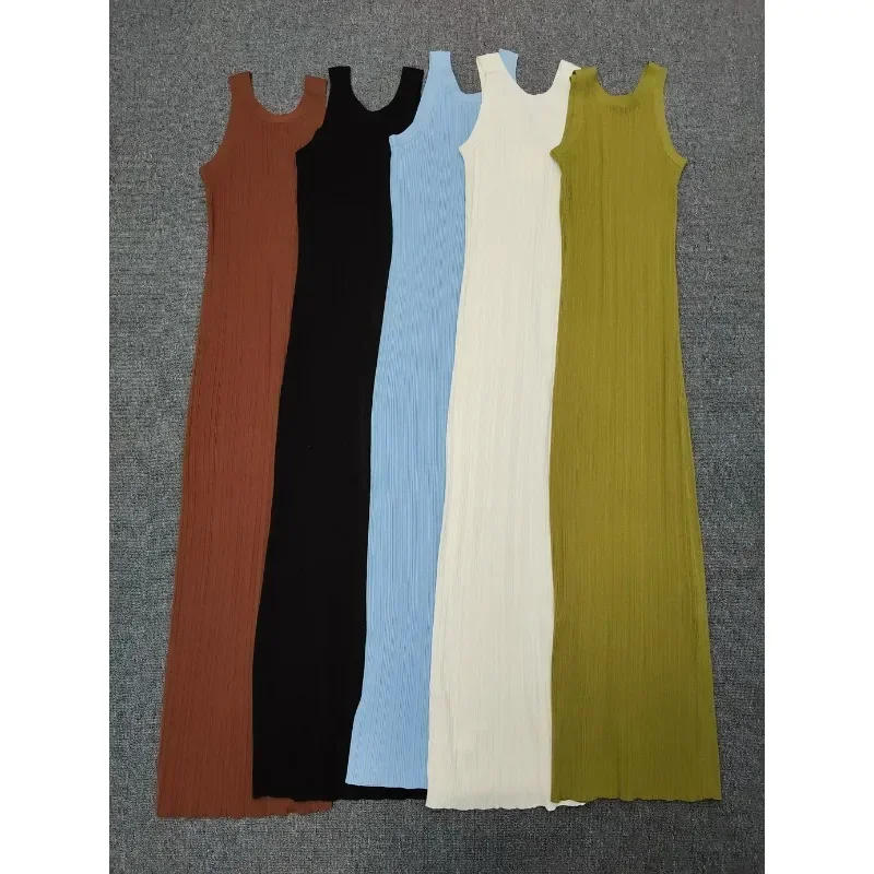 

TT@ LUXURY Knitted Dress 2024 Autumn/Winter New Casual Commuter Round Neck Seamless Ribbed Tank Top Skirt