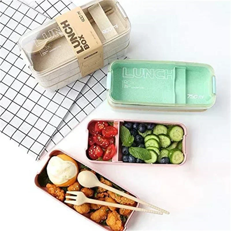Lunch Boxes Containers Cute for Kids Chopsticks Kids Bento Box Leakproof Lunch Dishwasher Microwave Safe Lunch Food Container