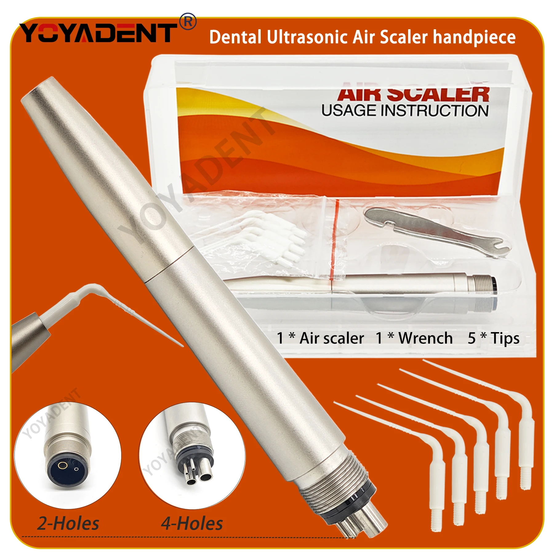 

Стоматологический пневматический скалер для эндодонтии, наконечник для ирригации корневых каналов, 2/4 отверстия, с 5 насадками, эндоактиватор, стоматологические аксессуары