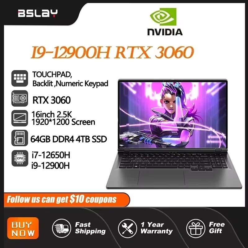 휴대용 HD 카메라 게이밍 노트북, 인텔 코어 i9-12900H, NVIDIA RTX 3060, 6G, 윈도우 11, 64GB, DDR4, 4TB SSD, WiFi5, BT5.2, 16 인치