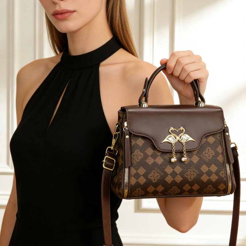 3-piece women's bag set, light luxury printed women's crossbody bag, wearable in multiple ways including single shoulder view 5