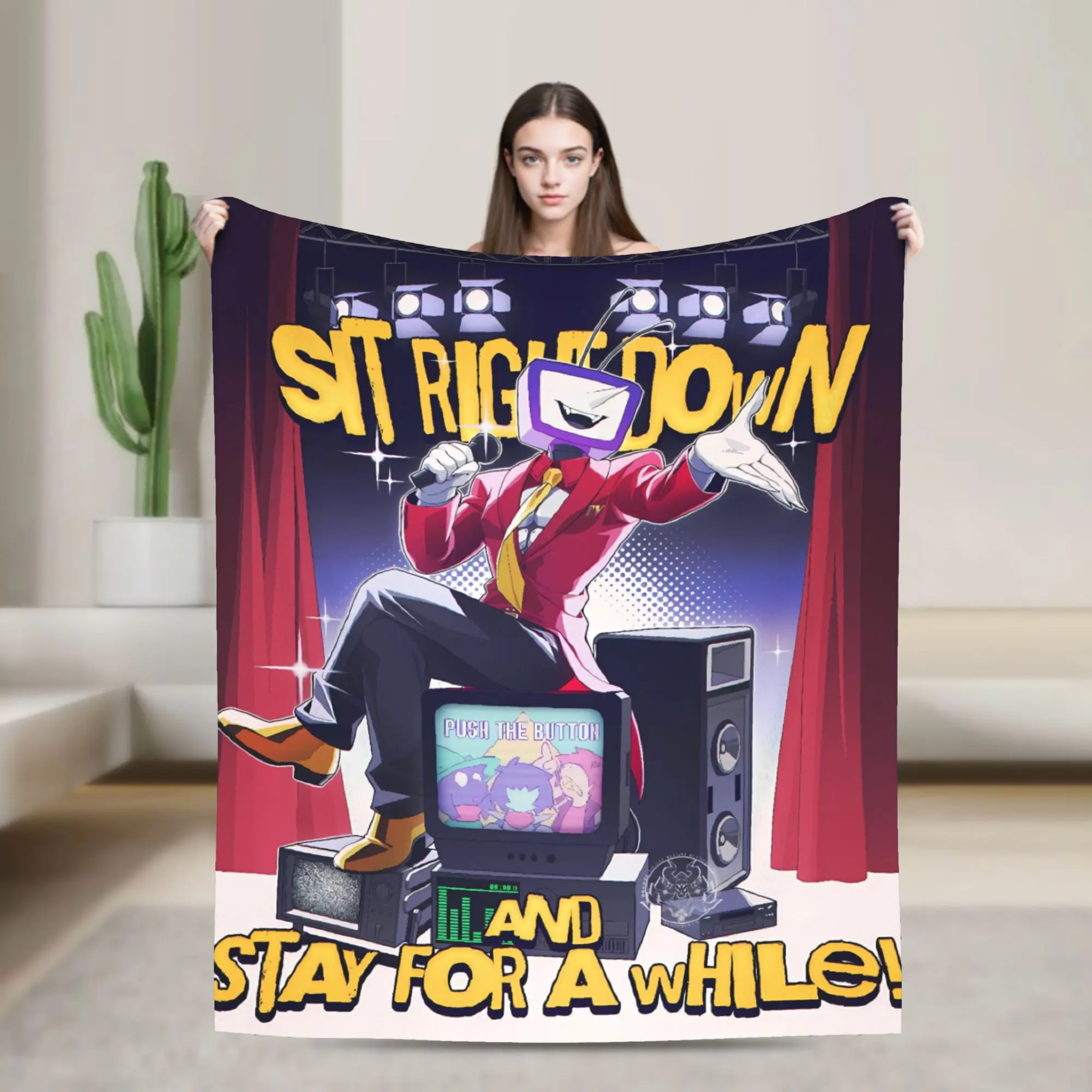 Cartoon Tv Tenna  Game Deltarune Warm Soft Blanket  Travel Plush Throw Blanket Living Room Flannel Bedspread Sofa Bed Cover
