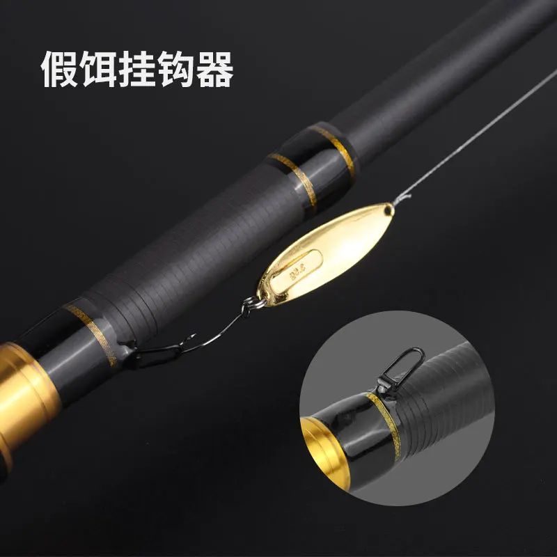 La caña de pescar telescópica es una caña de pescar corta portátil, hecha de fibra de carbono liviana, dura, fuerte y duradera, 2 piezas