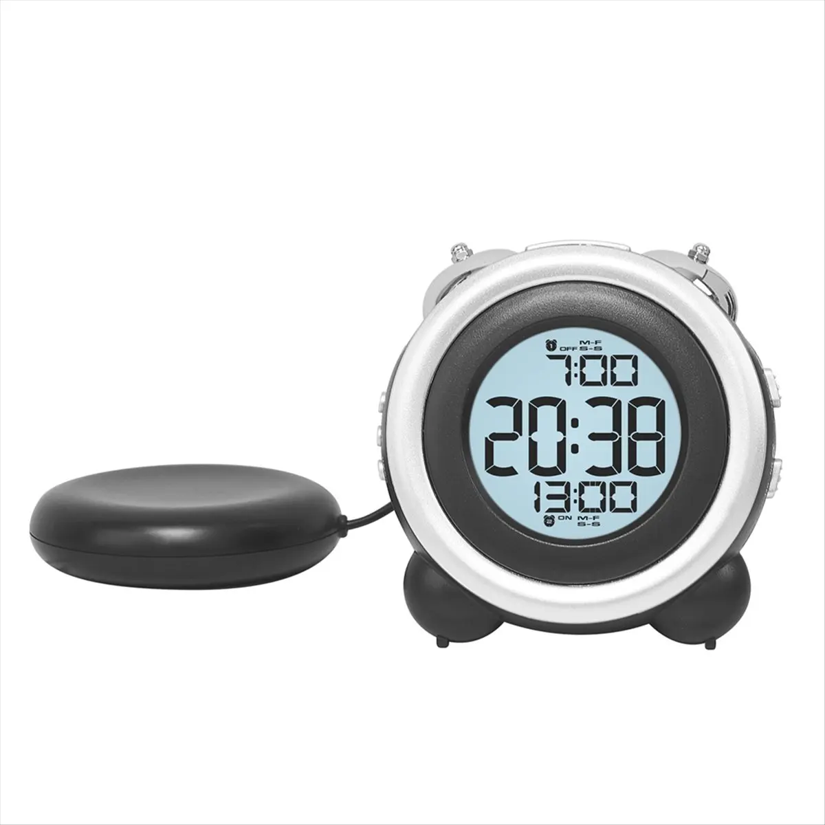 A73T Super Loud Vibration Alarm Clock with Vibrator Multi-Functional Dual Alarm Clock for Heavy Sleeper Deaf Hard Black
