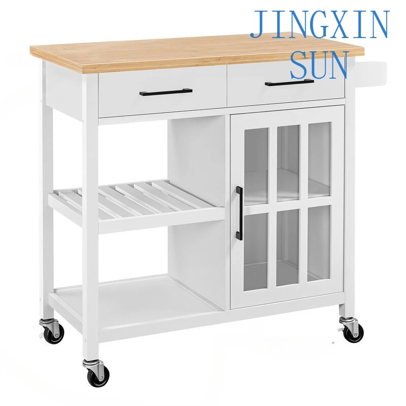 European Wooden Kitchen Trolleys for Furniture Household Auxiliary Cart Multilayer Storage Simple