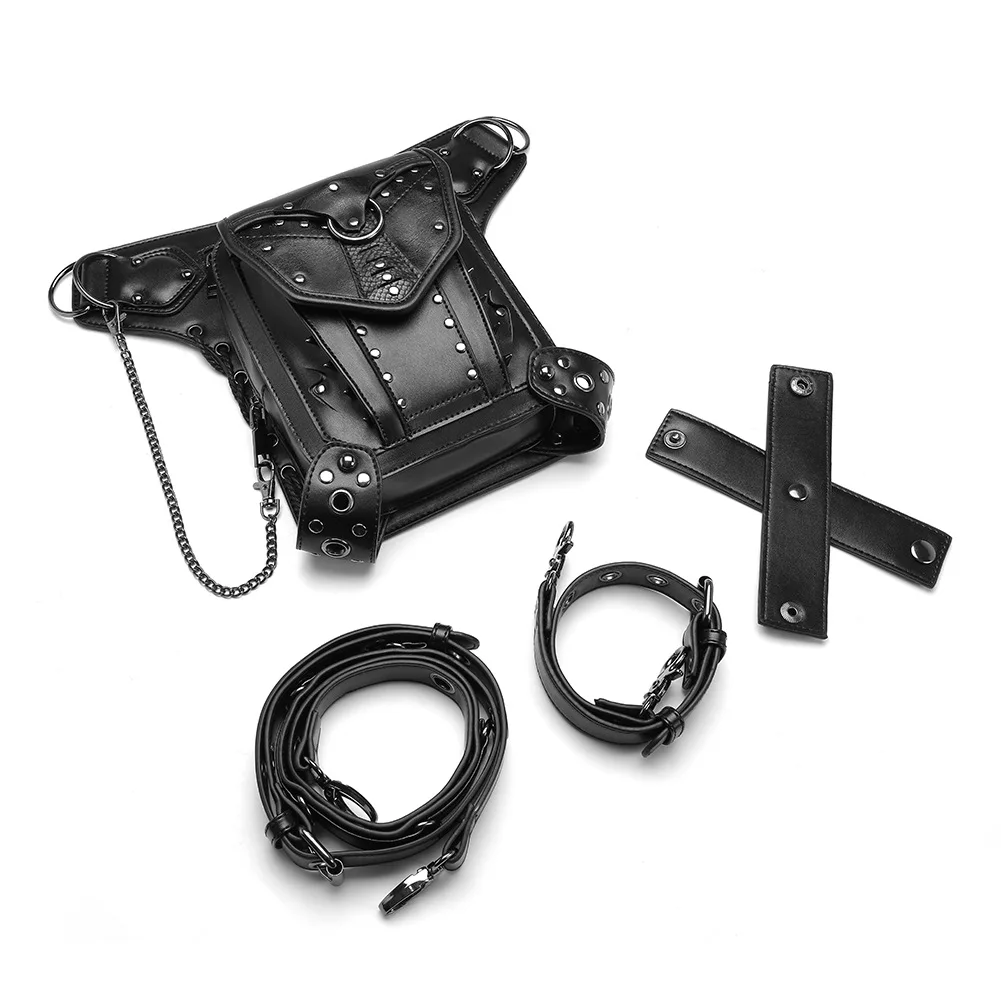 New Steampunk Texture Chain Bag Motorcycle Single Shoulder Messenger Bag Multi Back Method Waist Bag Fanny Pack Leg Bag Bum Bag