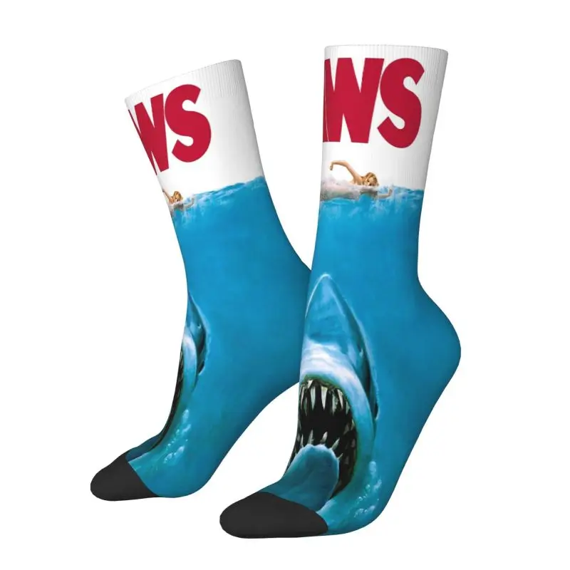 Jaws Dress Socks Men Women Warm Fashion Novelty Horror Movie Crew Socks