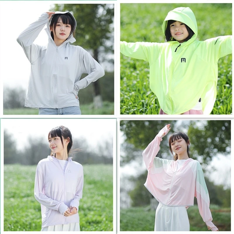 

Sunscreen Jacket Women's Summer UV Protection Ice Silk Color Matching Lightweight Children's Hooded Breathable Clothing Shirt