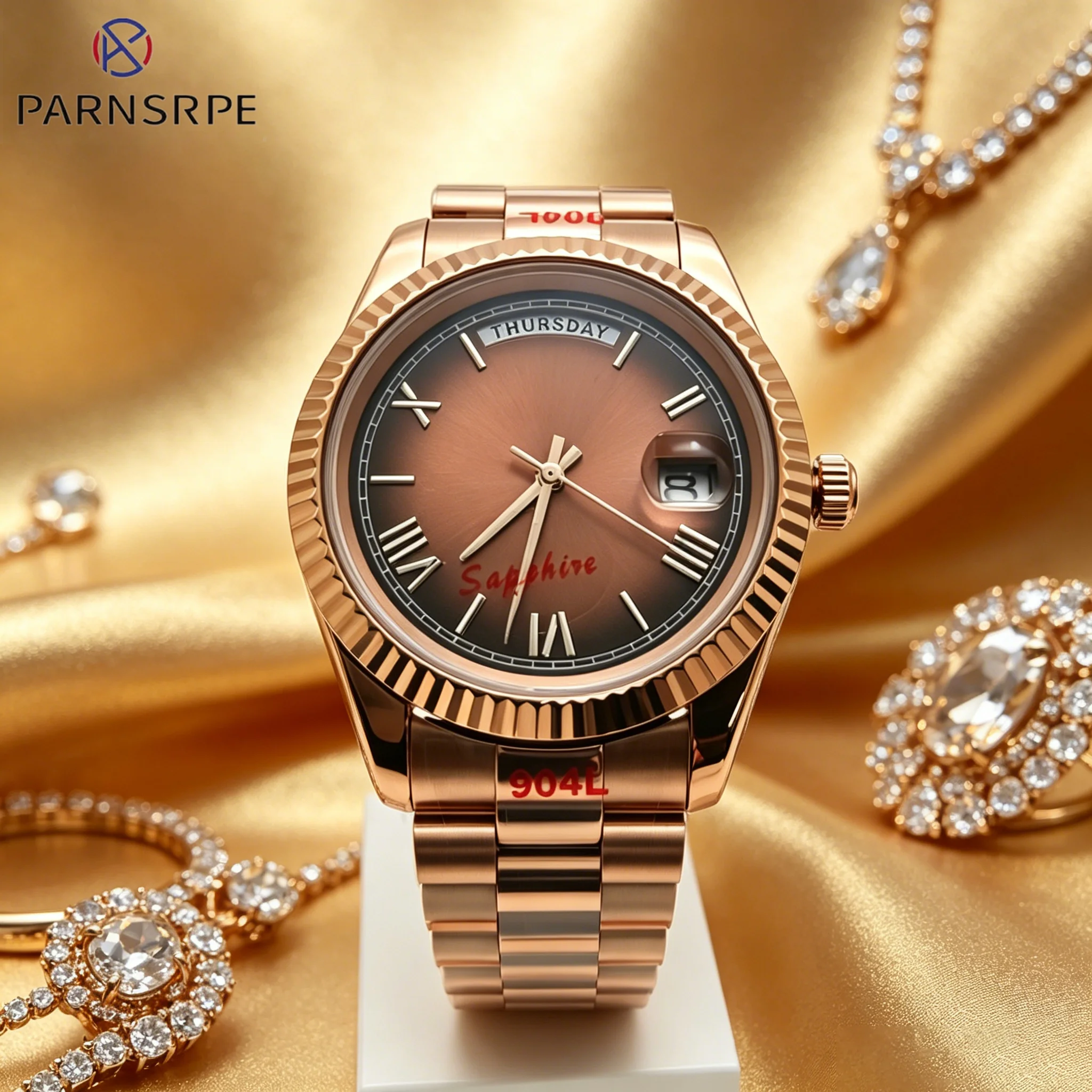 

40MM Men's Luxury Automatic Mechanical Watch Made in Japan by MioDa 8285 Movement - Men's Rose Gold Sapphire Mechanical Watch