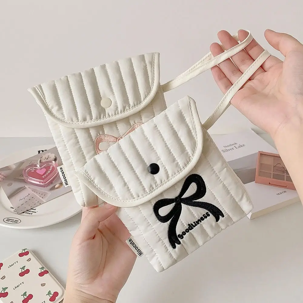 

Large Capacity Embroidery Cherry Cosmetic Bag Bowknot Cotton Cloth Bow Makeup Bag Small Item Bag Korean Style