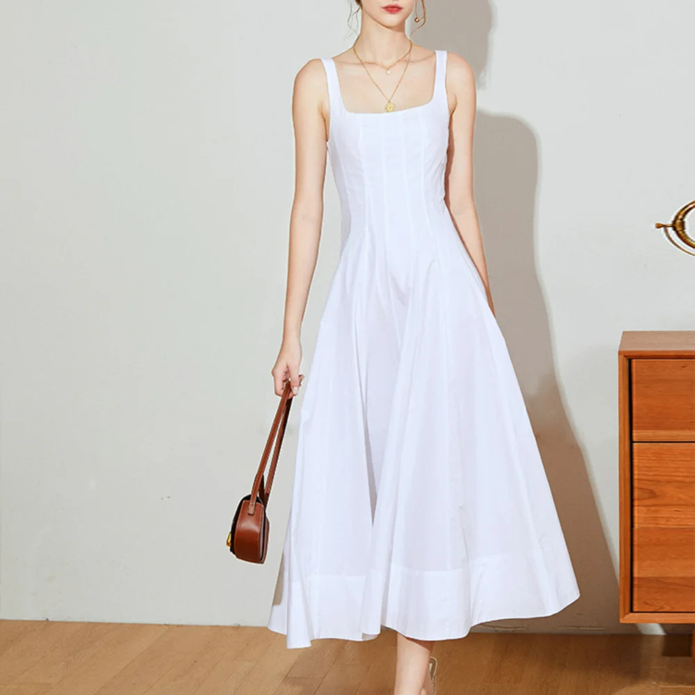 Spring and Summer New Classic Blended White Dresses Long Dresses Women