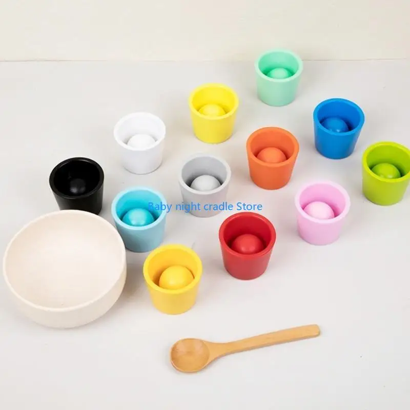 J2FF Mathématiques Compte Toy Ball & Cups Color Board Game Enfants Fine Motor Teaching Toy Activity