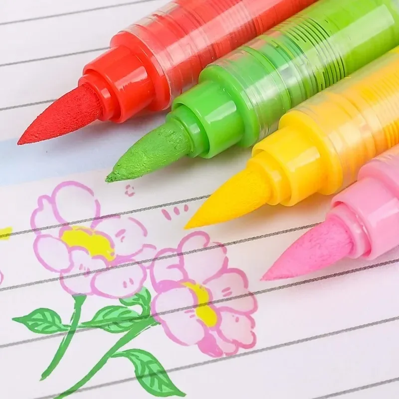 Acrylic Paint Liquid Marker Pen Brush Tip Paint Markers for Writing Painting Coloring Pens for Studen Office School DIY Markets