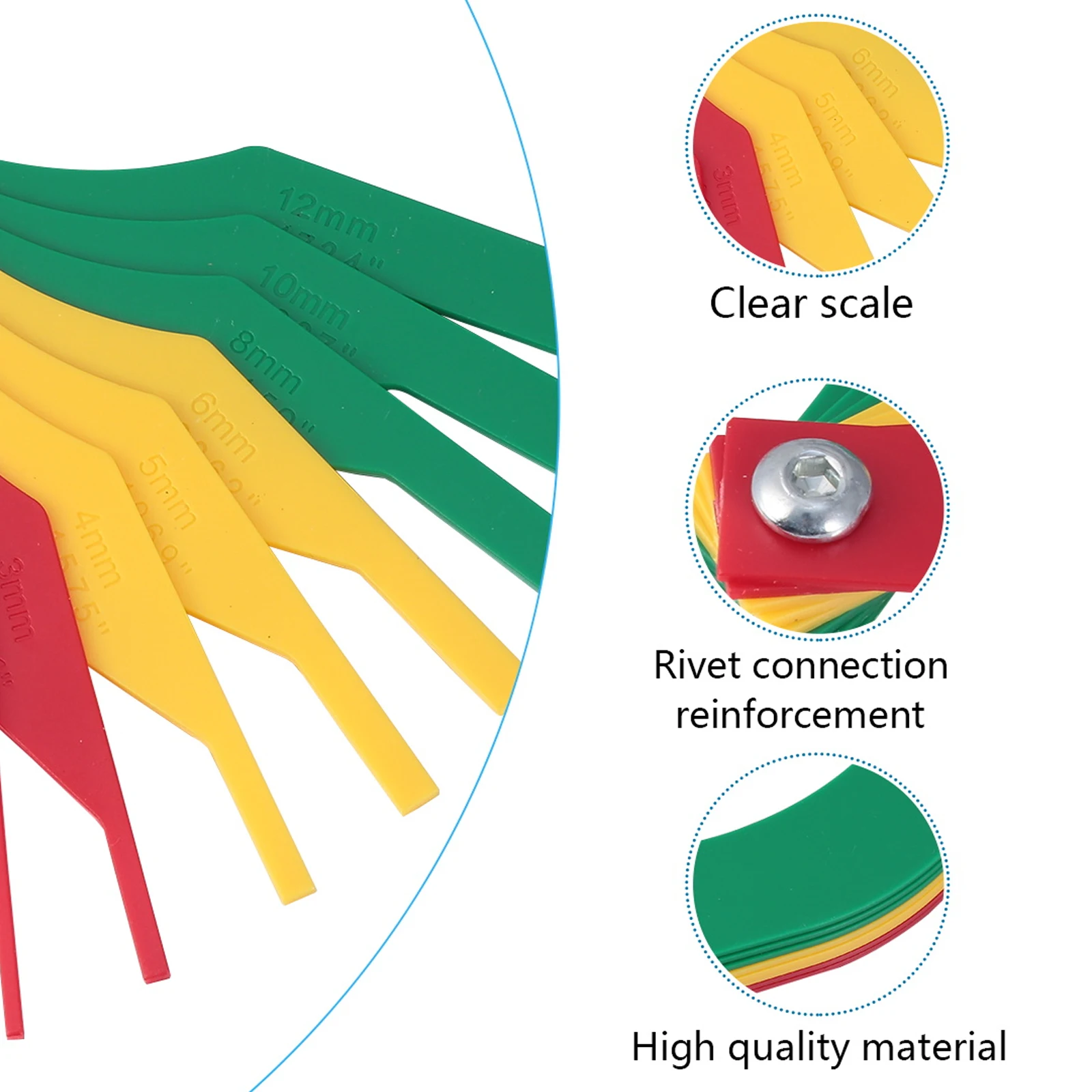 أداة قياس سمك وسادة الفرامل أداة قياس بلاستيكية مشفرة لقرص السيارات كشف سريع مقياس المسطرة #4