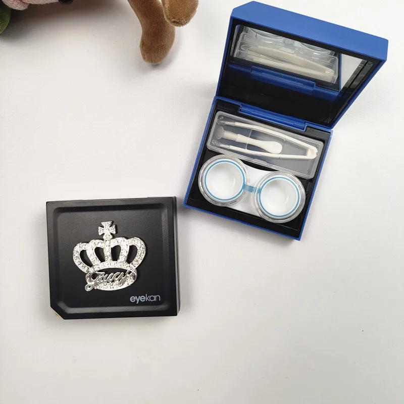 Чехол для контактных линз с инкрустацией стразами и короной, портативный дорожный ящик для хранения контактных линз, мини-футляр для контактных линз, подарок B1