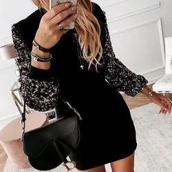 Wholesale 43 Stlyes Women Dress,2024 Spring Sexy Sequins Party Dress,Ladies Autumn Winter Fashion Long Sleeve Office Dress