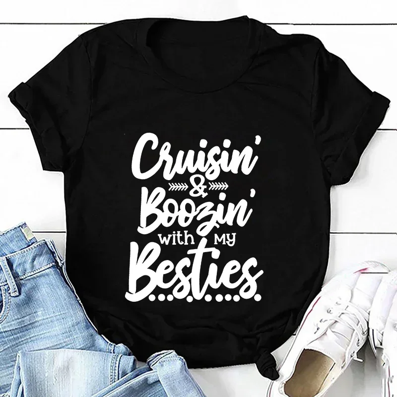 Cruising and Boozing Tshirt for Women Drunk Alcohol T-shirts  Cruise Shirt Boat Tees Drinking Party Travel Girls T Shirts