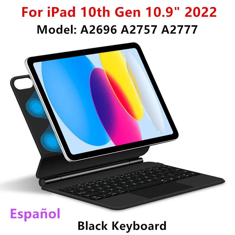 Top! Folio Magic Keyboard For iPad 2022 10 10th Generation 10.9inch Smart Case Portuguese Spanish Hebrew Arabic German keyboard