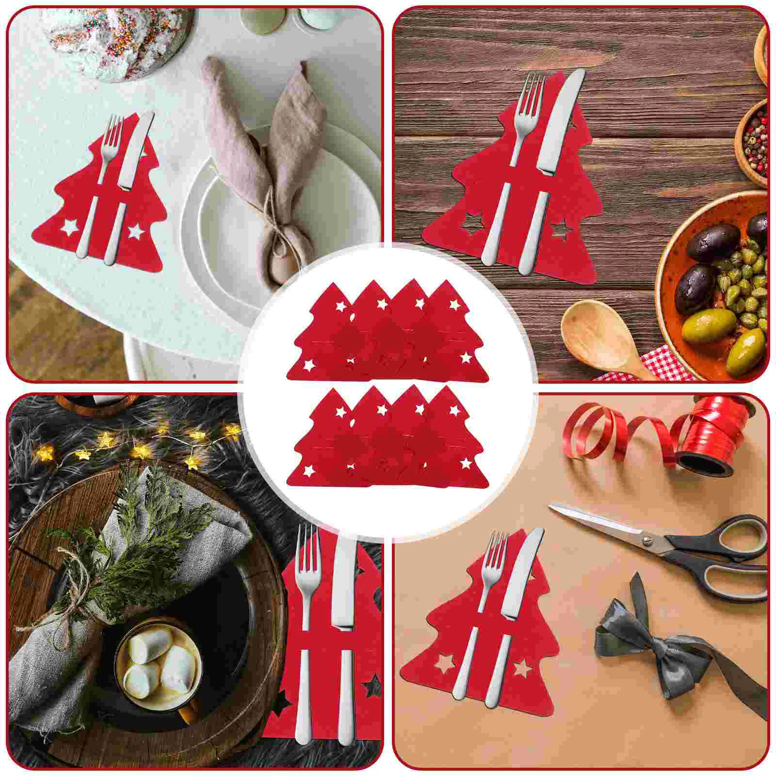 8 Pcs Christmas Tree Cutlery Bag Set Party Supplies Bags Decor Decorations Winter Banquet