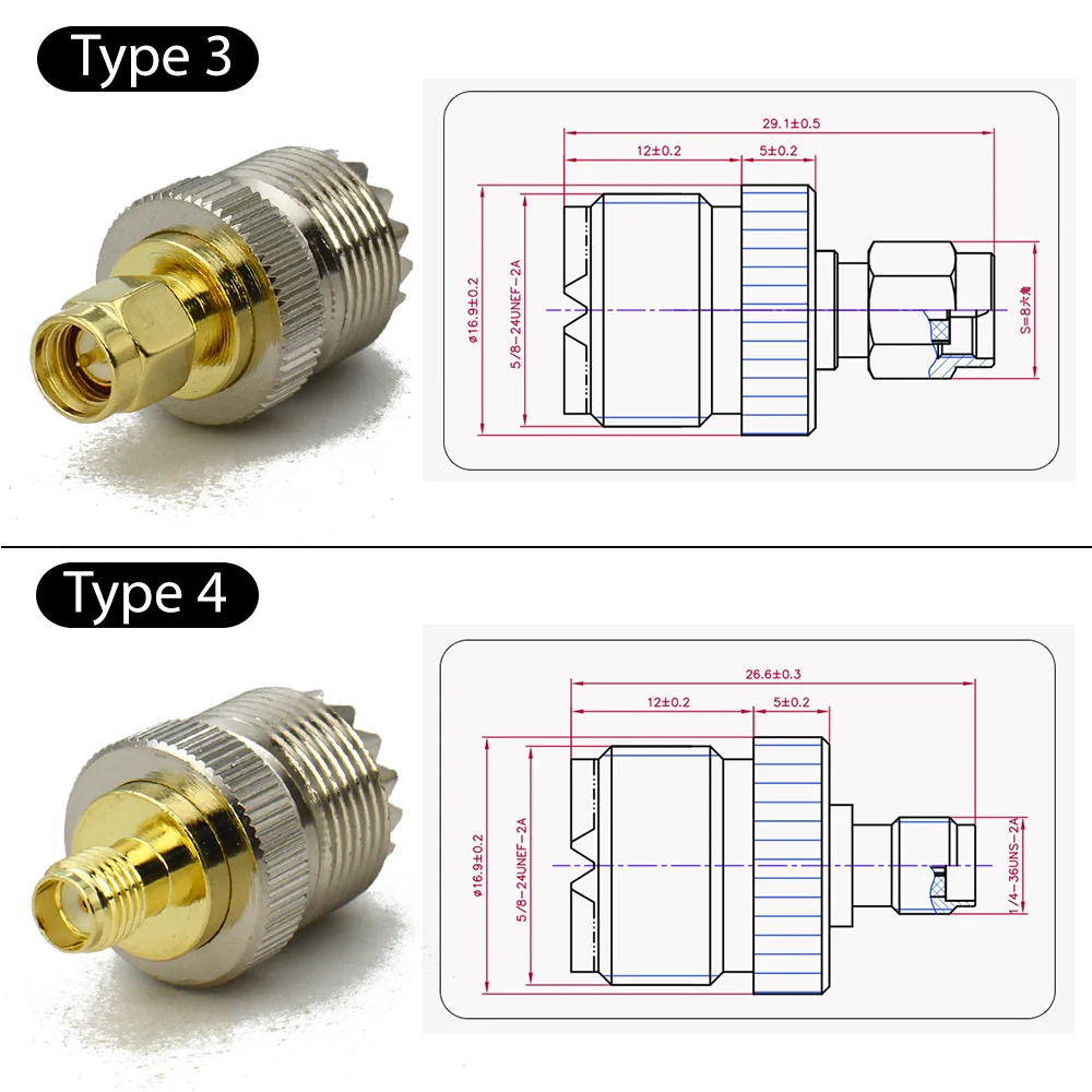 UHF-SMA SMA Female male To UHF Male PL259 SO239 Connector RF Coax Coaxial Adapter Wire Terminals Fast Delivery Brass Copper
