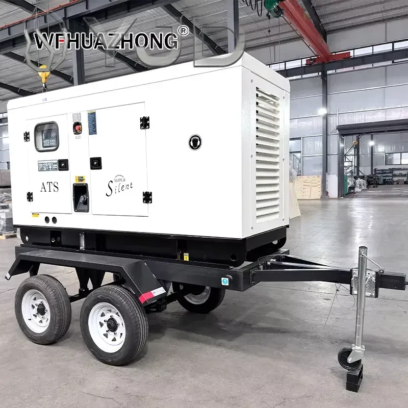 125kVA Mobile Trailer Diesel Generator Set Weatherproof Silent Type 1500rpm 50Hz/60Hz Reliable On-wheel Three-phase ATS