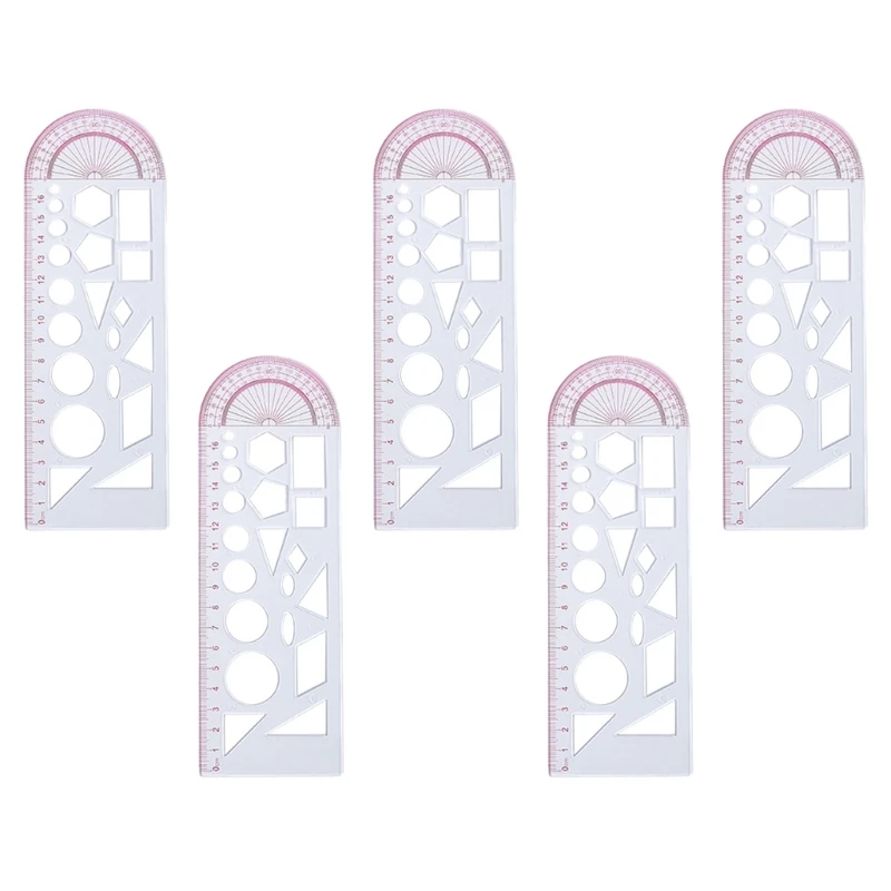 5 قطعة مسطرة قياس الرسم مسطرة هندسية متعددة الوظائف مسطرة الرياضيات
