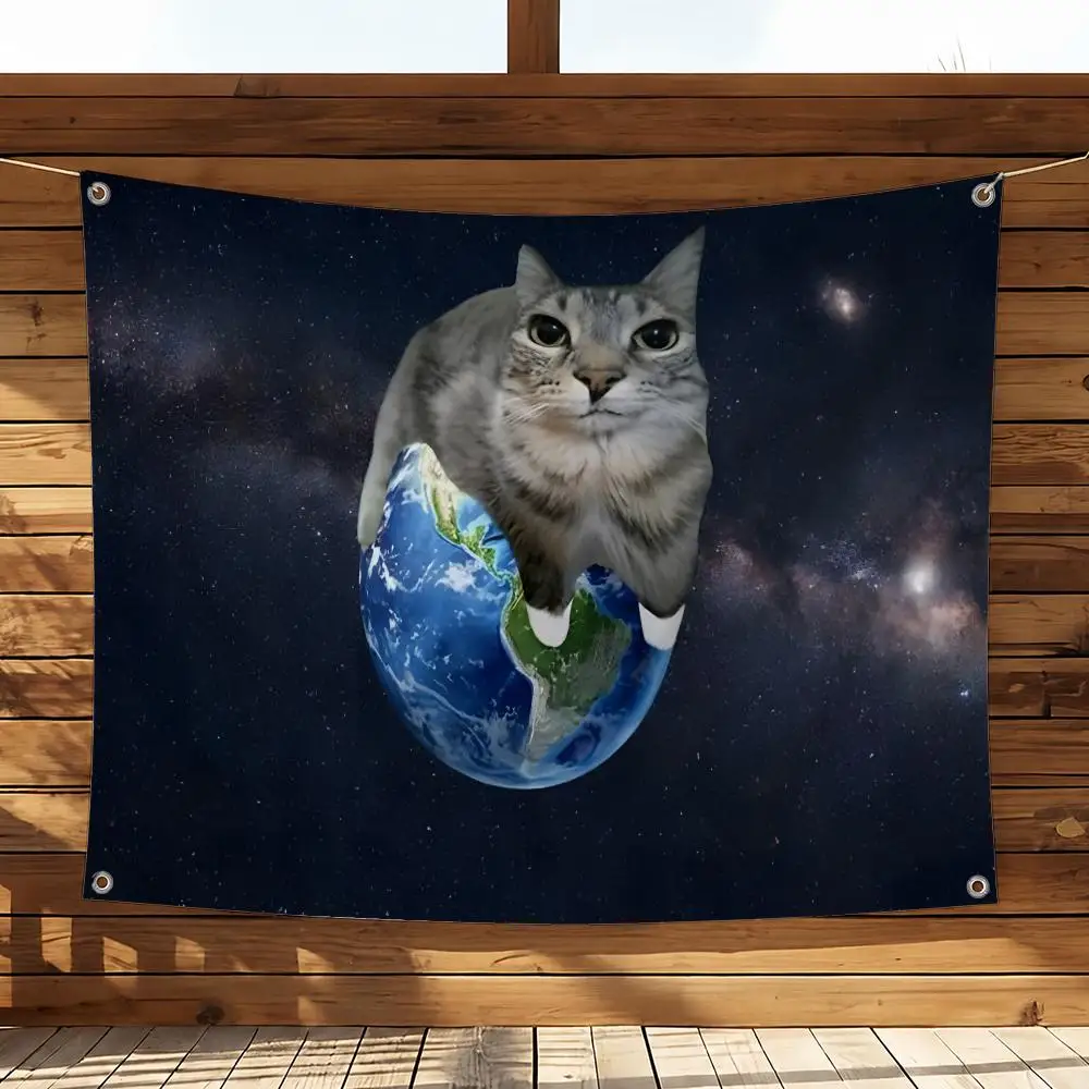 Meme Cool Silly Cat Meme Flaggen Heim- und Gartendekoration Banner - Innen- und Außenwandhängende Flagge – Detail 6