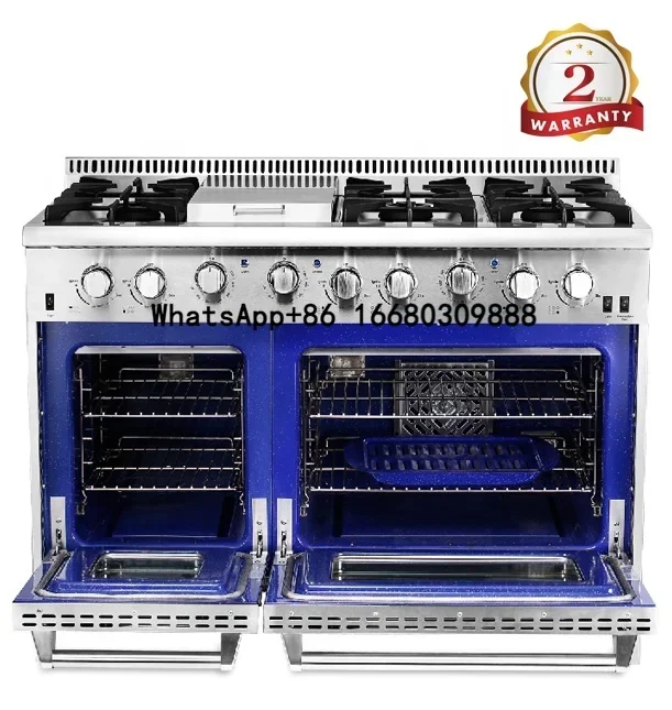 Hyxion 48 Inch High-End Gas Stove Oven with Grill 6 Burner Ranges