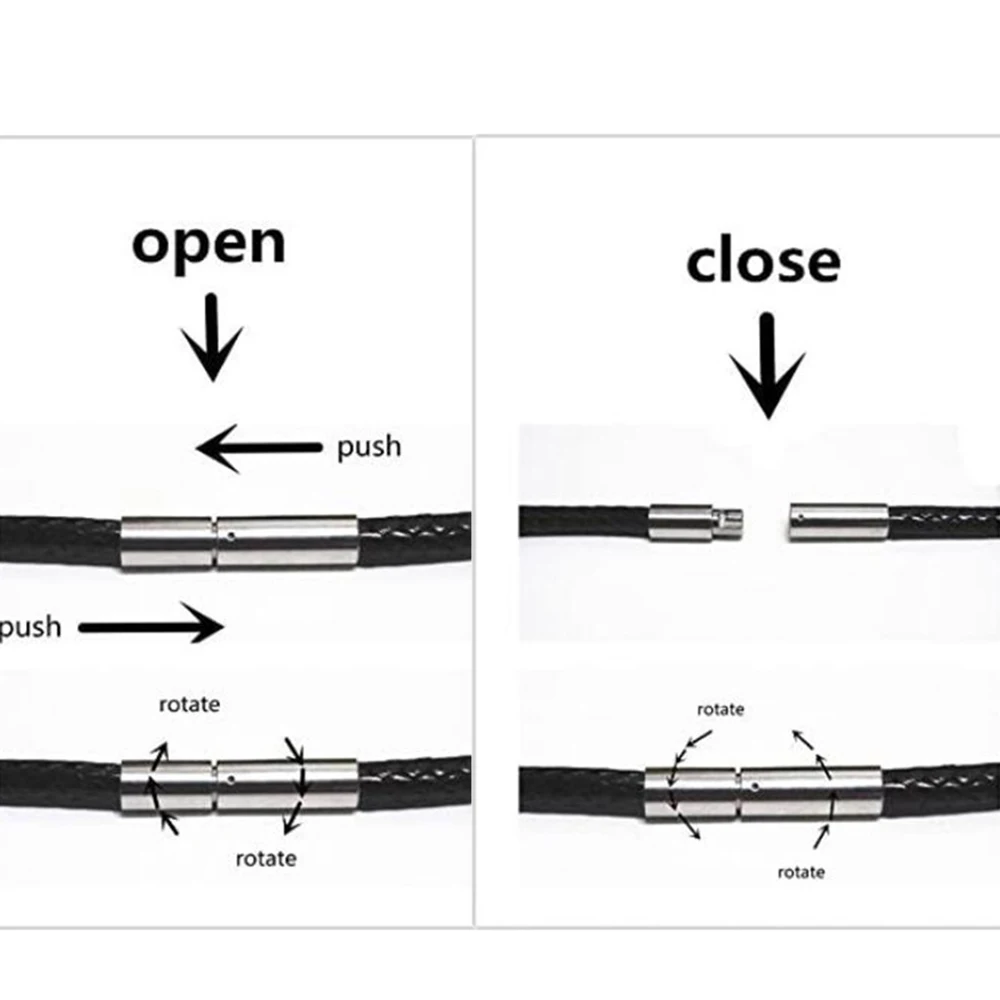 5pcs Stainless Steel Tube Hook Clasps Round Leather Cord Buckle Connectors for Rope Jewelry Making DIY Bracelet Necklace Crafts image 2