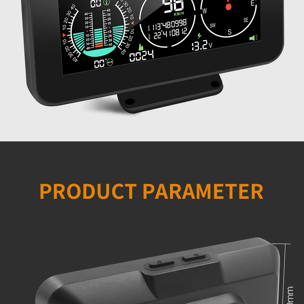 M60 Digitaler Geschwindigkeits- und Neigungsmesser Inclinometer M50 mit GPS-Tachometer und Kompass für Offroad-Zubehör 4x4 Bordcomputer – Detail 16