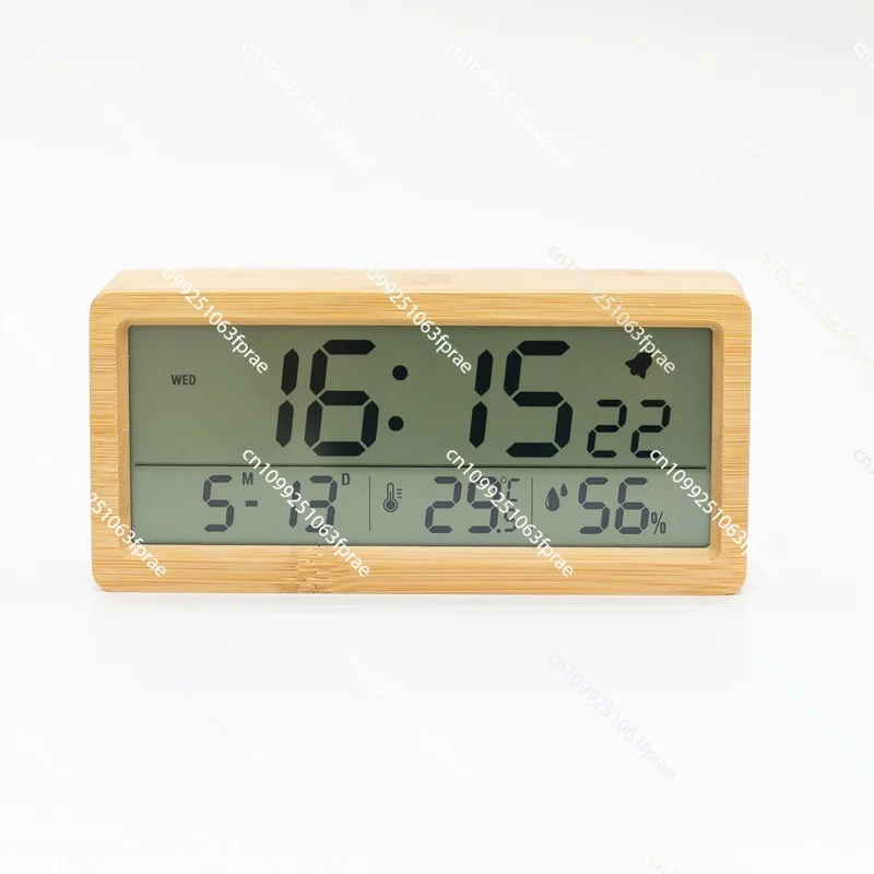

New Solid Wood Simple Temperature and Humidity 1906 Clock Luminous Bedside Clock Large Screen Creative Wood Alarm Clock