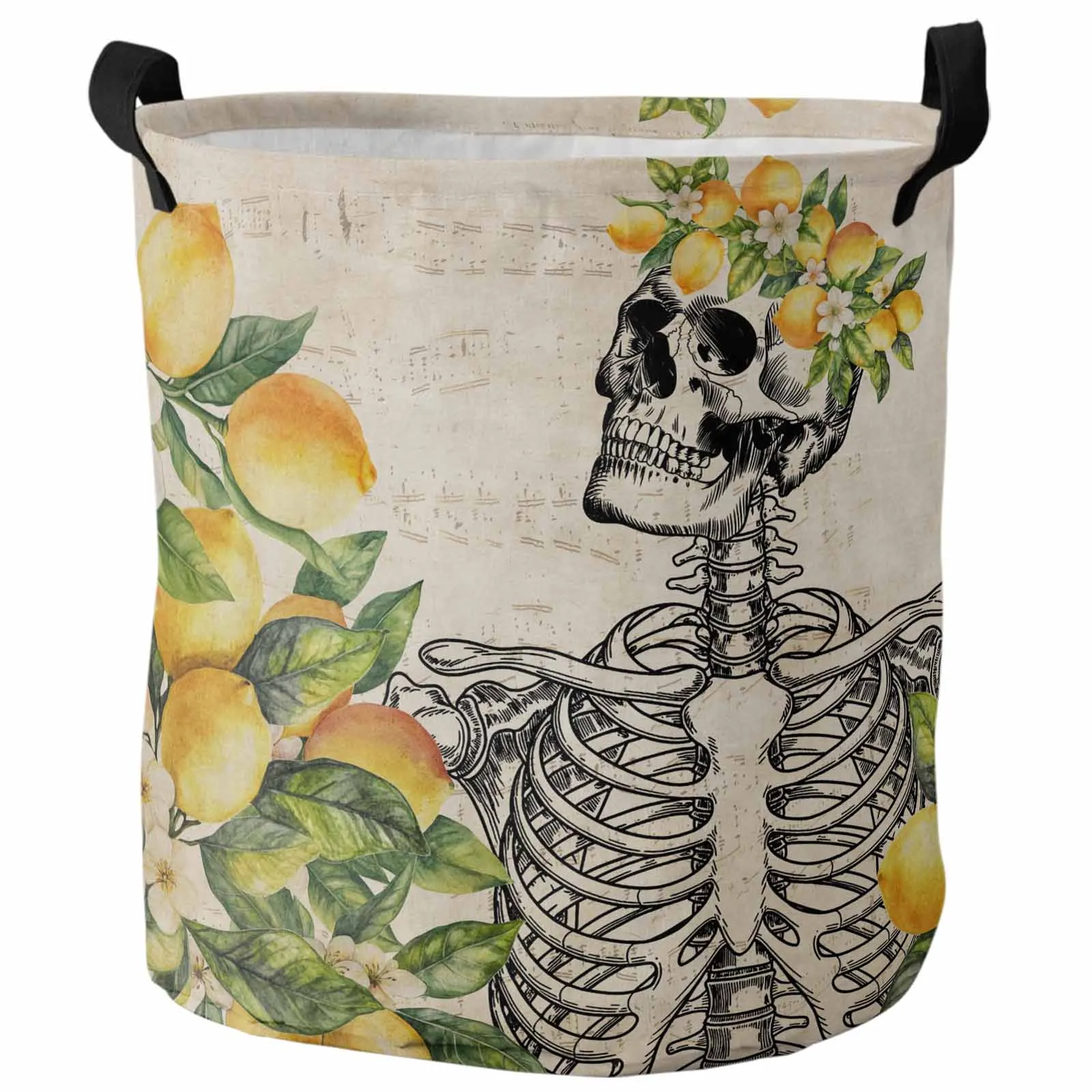 

Country Lemon Skull Flower Foldable Dirty Laundry Basket Kid's Toy Organizer Waterproof Storage Baskets