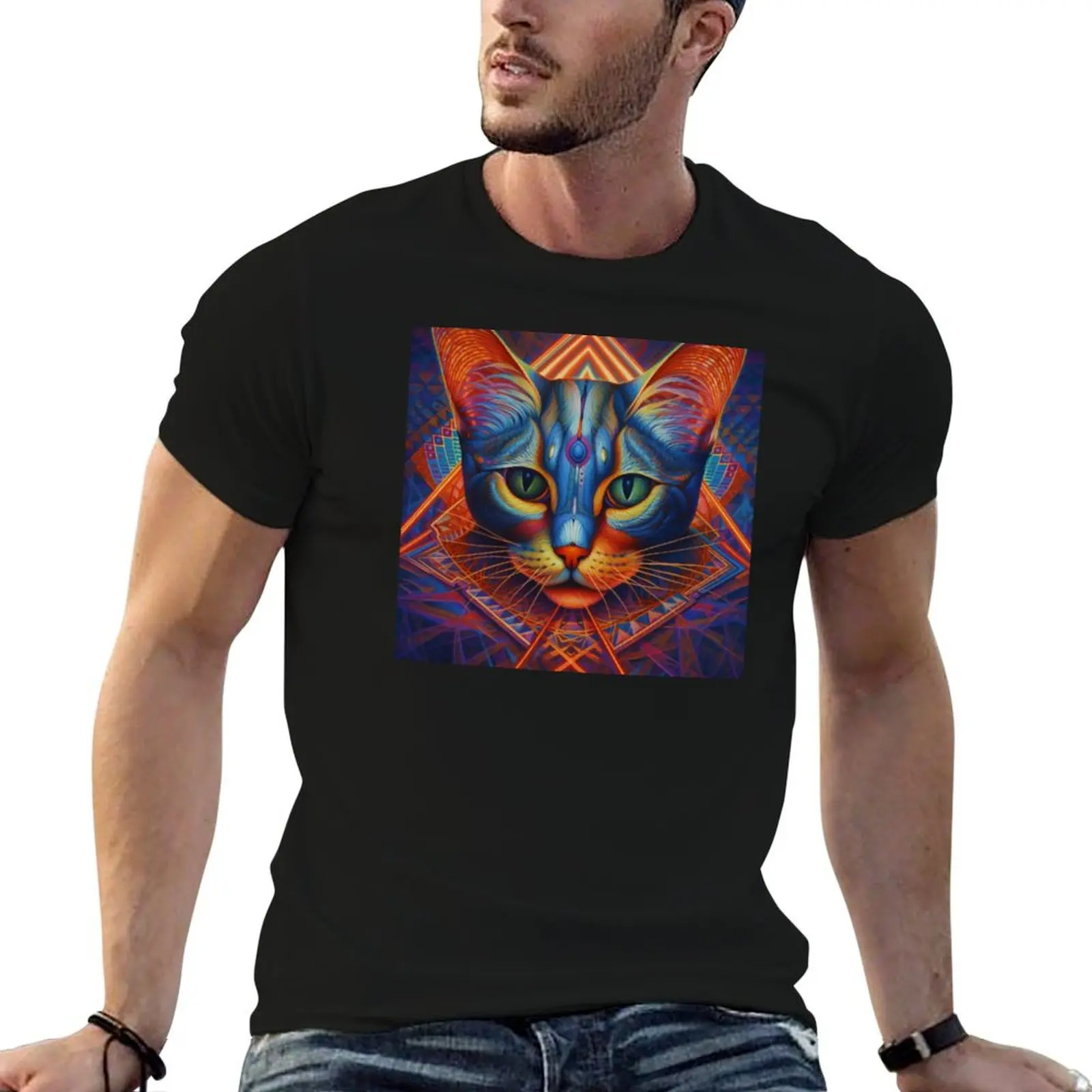 

Alex Grey Sacred Kitty Cat T-Shirt man t shirts cotton t shirt man luxury T-Shirt