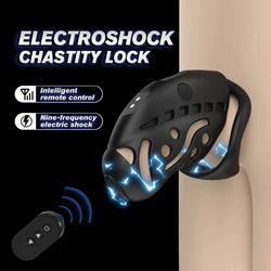 BDSM Male Chastity Lock With Electric Shock,No Masturbation,No Infidelity,Role-Playing Flirting Sex Toys,Couple Adult Sex Toys