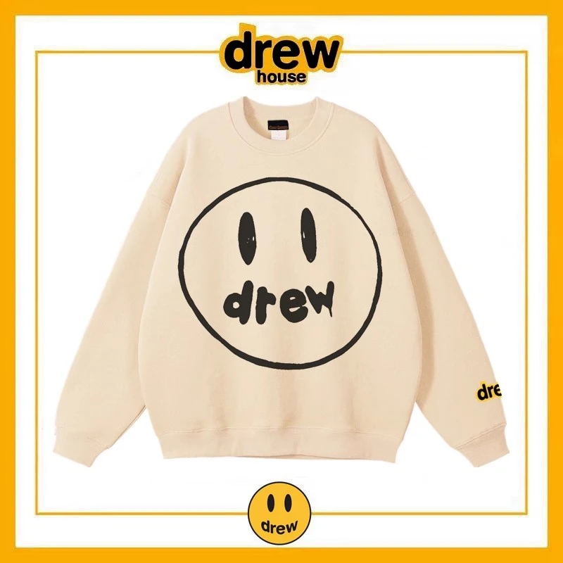 Drew House Autumn And Winter Loose Fitting Adding Fleece For Warmth Men's and Women's Round Neck For Couples Street Fashion Coat