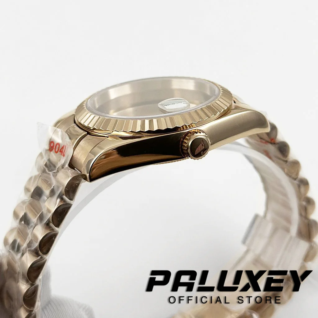 حافظة ساعة منحنية مخدد من الذهب الوردي ، سوار رئاسي من زجاج الياقوت ، 36 ، 40 ، NH34 ، NH35 ، NH36 ، NH38 ، ETA2824