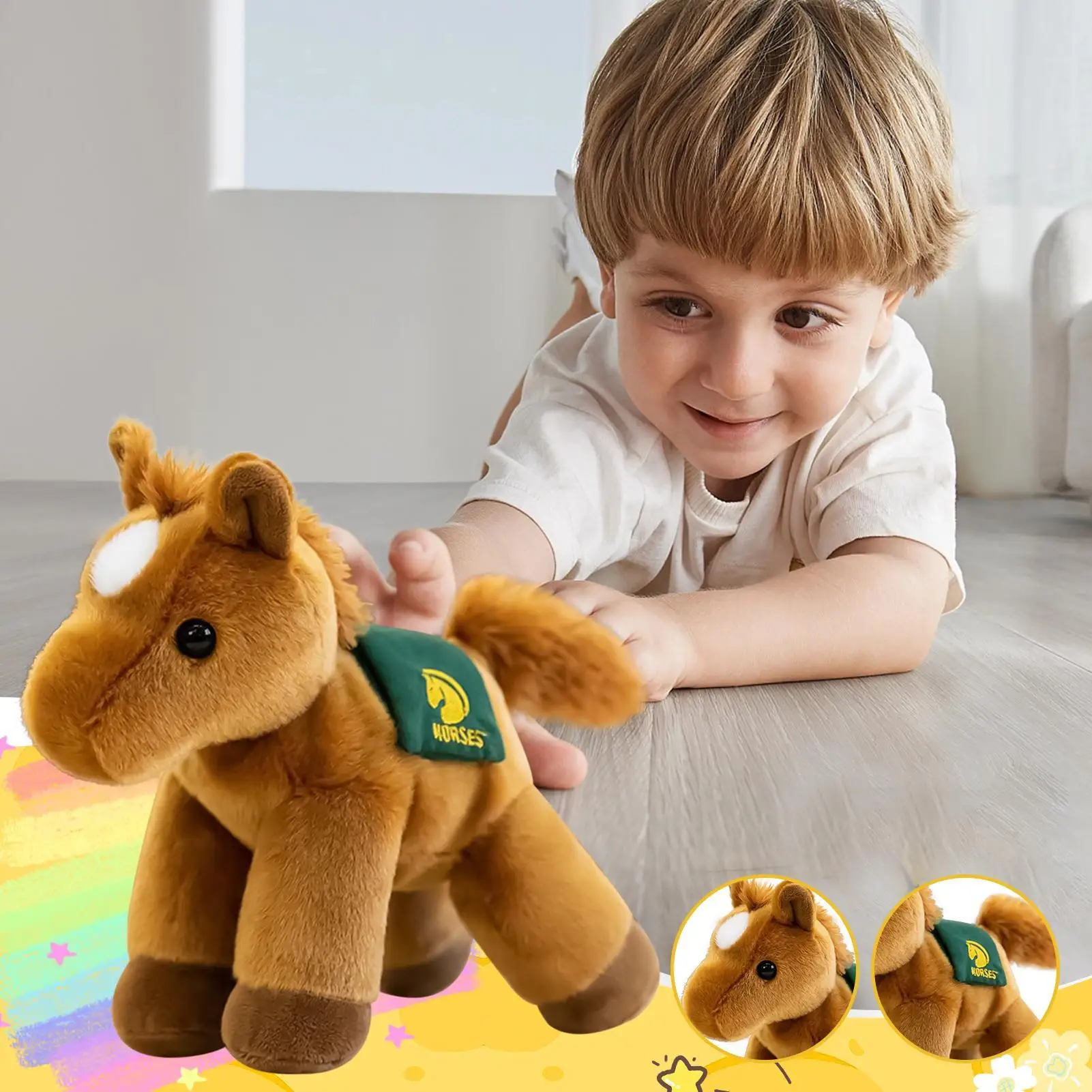 1 Uds. De juguete de peluche de caballo suave y bonito abrazable, muñeco de mascota bonito de alta calidad, decoración del hogar, almohada para dormir, regalo para niños