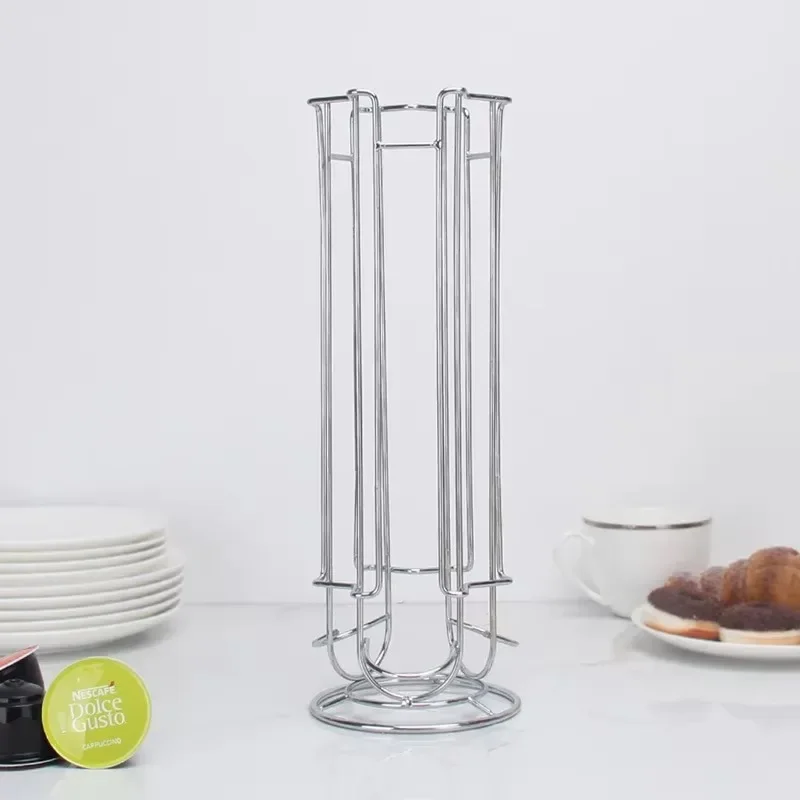 18-Cup Large Capacity Capsules Holder Dolce Gusto Stainless Silver Storage Holder Capsules Coffee Capsules Rack Dispenser Holder