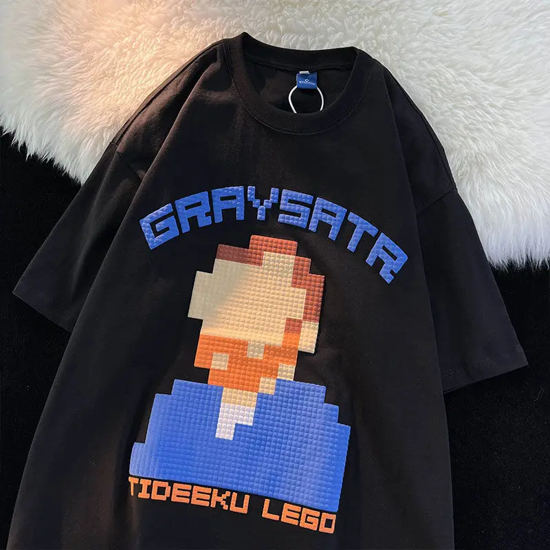 تي شيرت حريمي جديد موضة صيف 2022 تي شيرت بأكمام قصيرة مطبوع عليه حروف تيشرت بسيط مطابق للكل تي شيرت ثنائي فضفاض Y2k