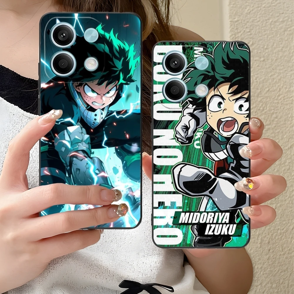 Hero Midoriya Izuku Cell Phone Case for Xiaomi Redmi 13 13C 12 12C 10 10C A1 A2 A3 Plus 5G Black Soft Phone Cover Shell