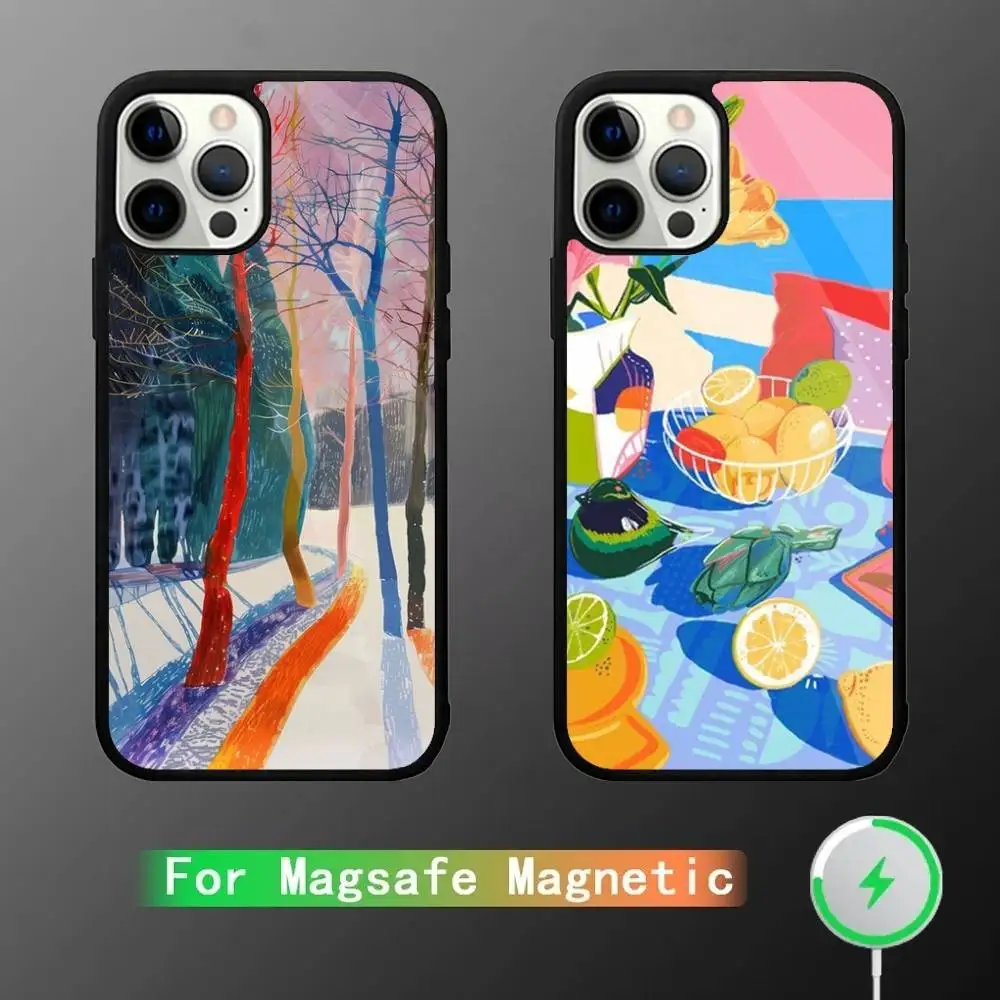 

Art D-David H-Hockney Phone Case For iPhone 17,16,15,14,13,12,11,Pro,Max,Plus,Mini,SE4,E Magnetic Magsafe Wireless Charging