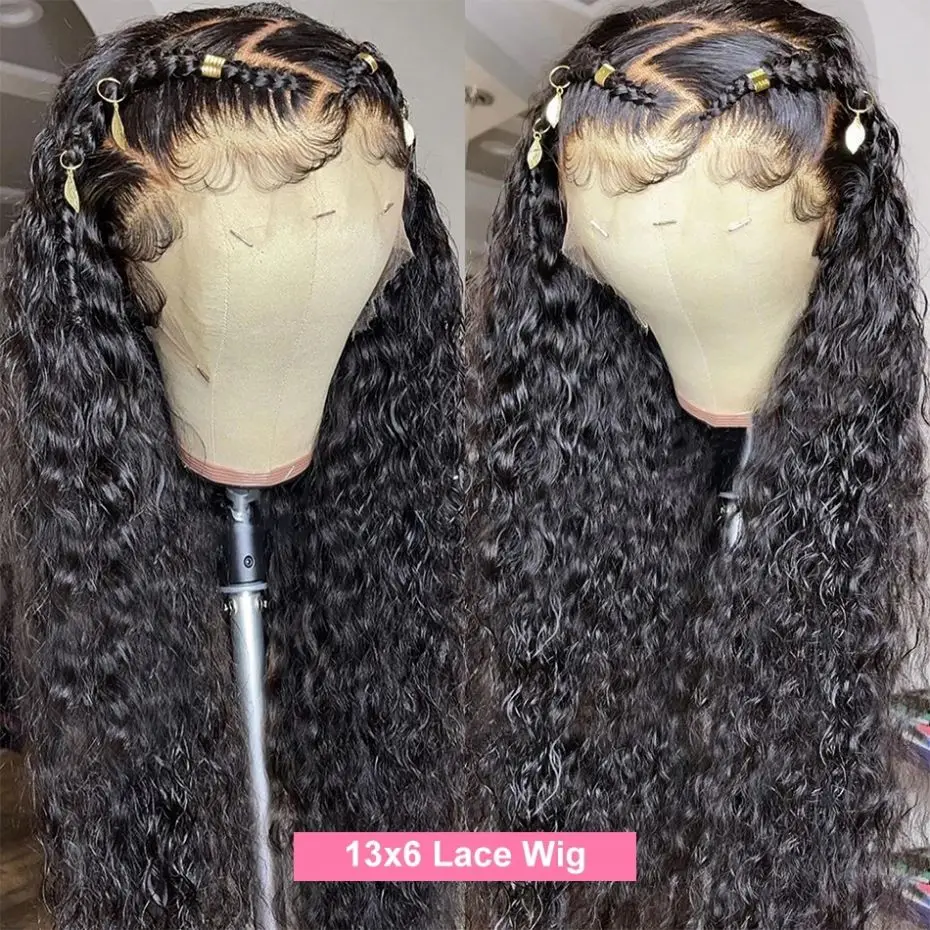 Peruki z kręconymi włosami Ludzkie włosy Deep Wave HD 13x4 Lace Front Peruki Ludzkie włosy Peruka Water Wave 4x4 Lace Closure 200% 13X6 HD Lace Frontal Wig