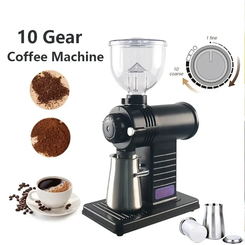 

200W Electric Coffee Grinder Stainless Steel 3CR13 Knife Coffee Bean Grinder Automatic Detachable 10 File Research Grinder