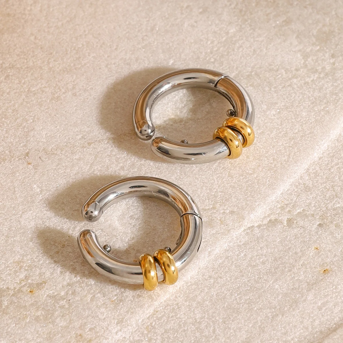 Modern Stainless Steel Mix Color C Shape Ear Cuff Exquisite Small Hoop Dangle Design Chic Jewelry Gift Waterproof Anti Allergic