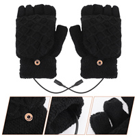 Heated Fingerless Gloves Running Hand Warming Outdoor Thermal Mitts Winter Black Knitted Riding Heating Mittens