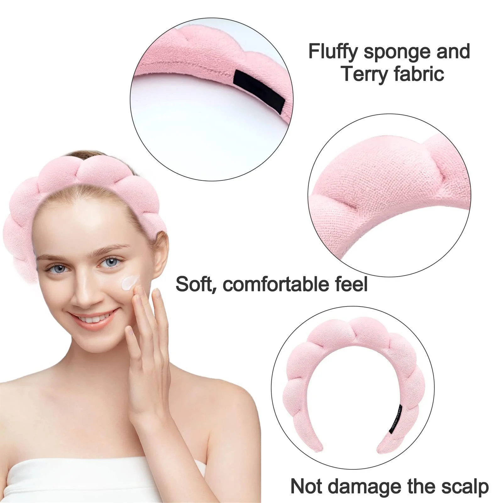 Waterproof Facial Cleansing Twisted Hairband Set Simple Cloud-Style Headband & Wristband Combination for Easy Makeup Removal