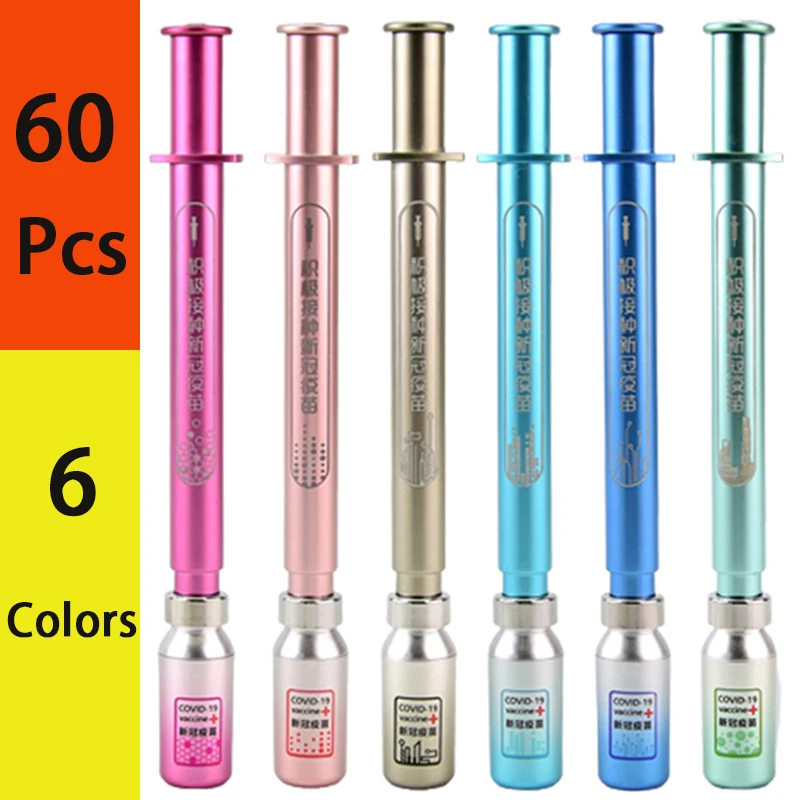 60Pcs Luminous Syringe Pens Fun Nurse Pens Novelty Gel Pens Nurse Graduation Gifts Nursing School Office Supplies