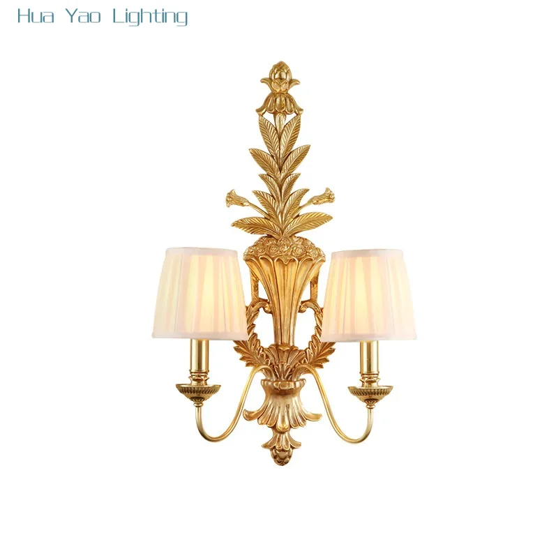 European Hotel themed French Rococo Gold Decor Brass Wall Light, Single Unit for Villa Living Rooms and Bedroom Bedside, Fab