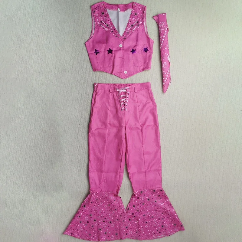 Барби карнавальный костюм со шляпой розовые наряды пастушки 70-х 80-х годов хиппи диско костюм Марго 009 фильм Барби Хэллоуин комикс C # 1 #   В