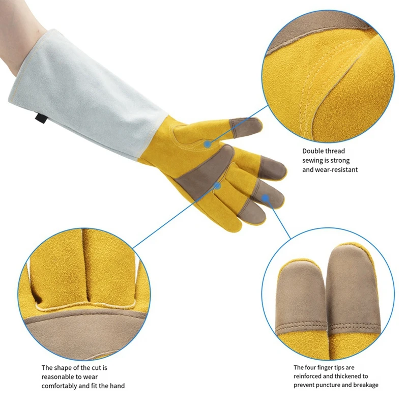 Cowhide Gloves Gardening Gloves Extended Anti-Puncture And Anti-Insect Bite Welder General Labor Protection Gloves